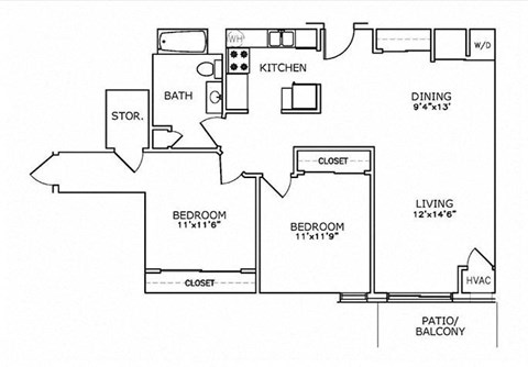 a schematic floor plan of a house with bedrooms and baths